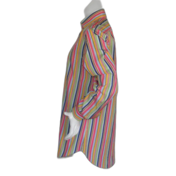 ETRO Shirt, 40/M, Bold Multicolor Stripes, Spread collar, LS, Tall, Button front - Picture 7 of 11